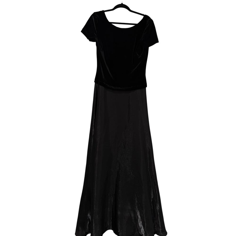 JS Collections Velvet Satin Formal Gown Maxi Dress Whimsygoth Goth ALine Size 12